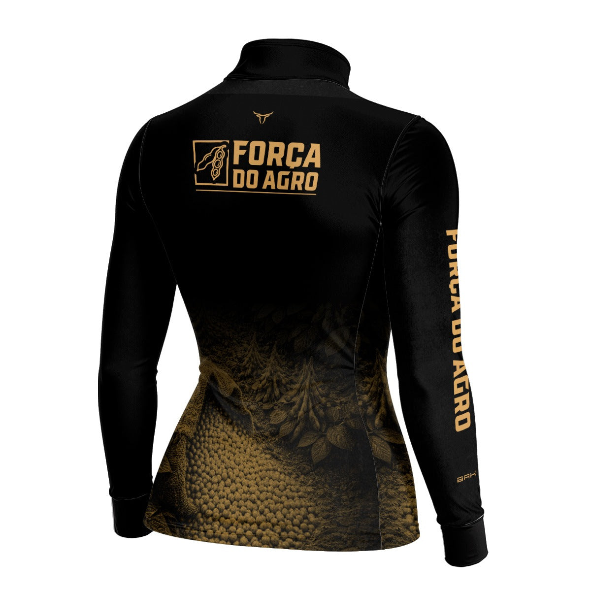 Camisa Agro Feminina BRK Força do Agro Grãos de Soja com Proteção UV50+ Preto - Brk Agro