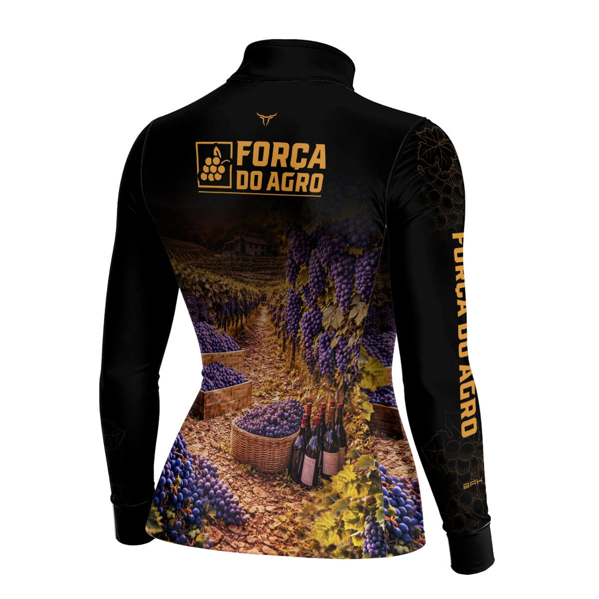 Camisa Agro Feminina BRK Força do Agro Colheita de Uvas com Proteção UV50+ Preto com Dourado - Brk Agro