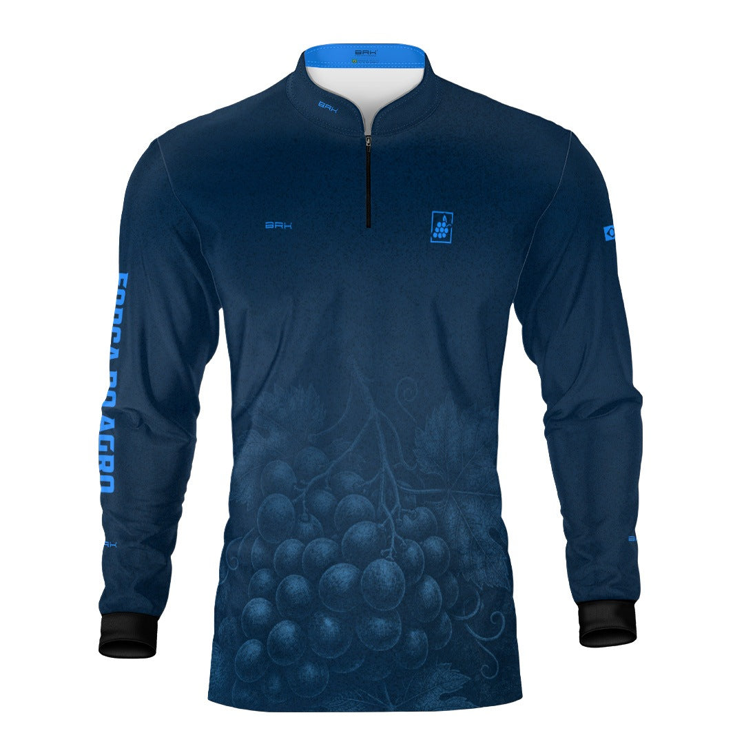 Camisa Agro BRK Força do Agro Parreira de Uvas com Proteção UV50+ Azul Petróleo - Brk Agro