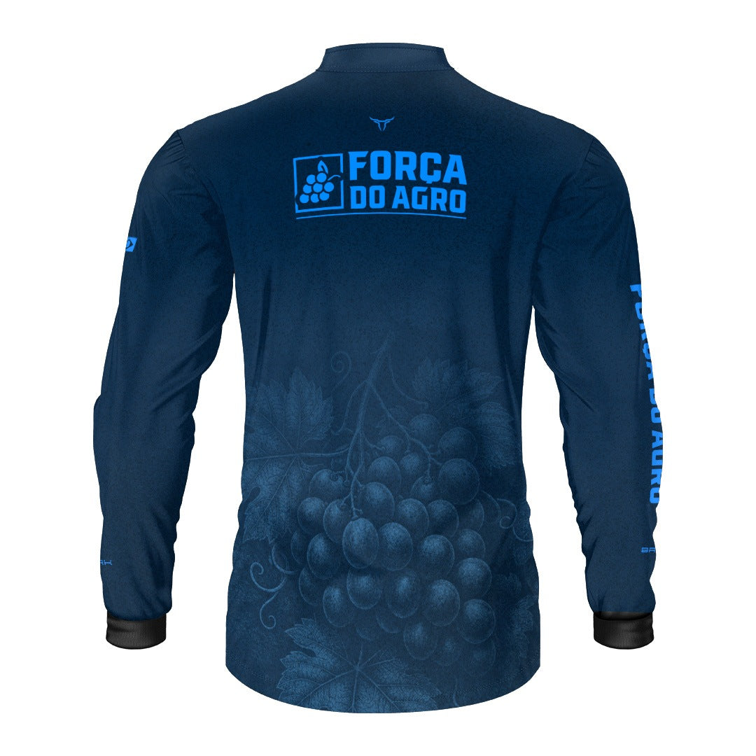 Camisa Agro BRK Força do Agro Parreira de Uvas com Proteção UV50+ Azul Petróleo - Brk Agro