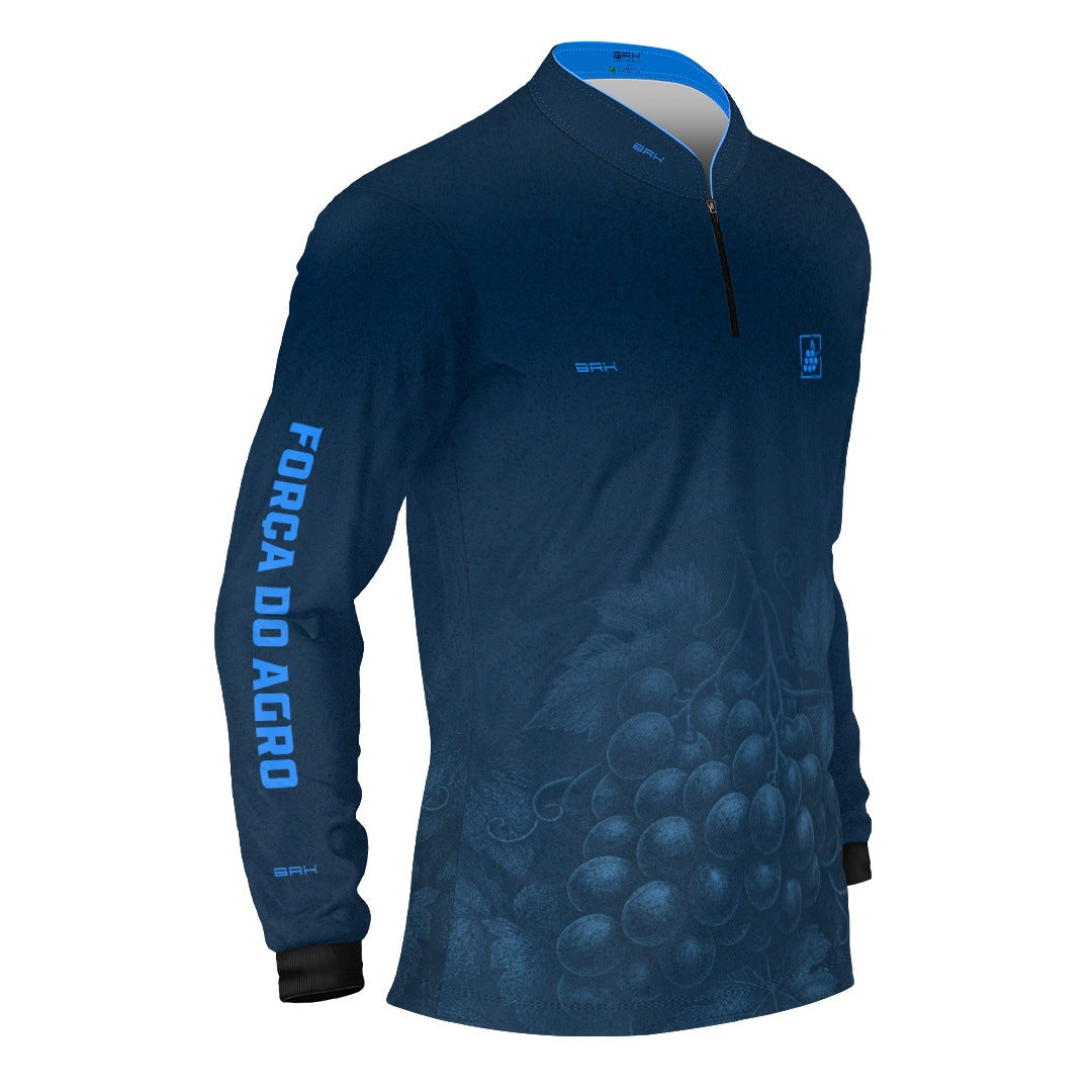 Camisa Agro BRK Força do Agro Parreira de Uvas com Proteção UV50+ Azul Petróleo - Brk Agro