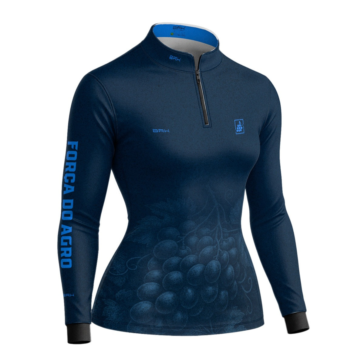 Camisa Agro Feminina BRK Força do Agro Parreira de Uvas com Proteção UV50+ Azul Petróleo - Brk Agro