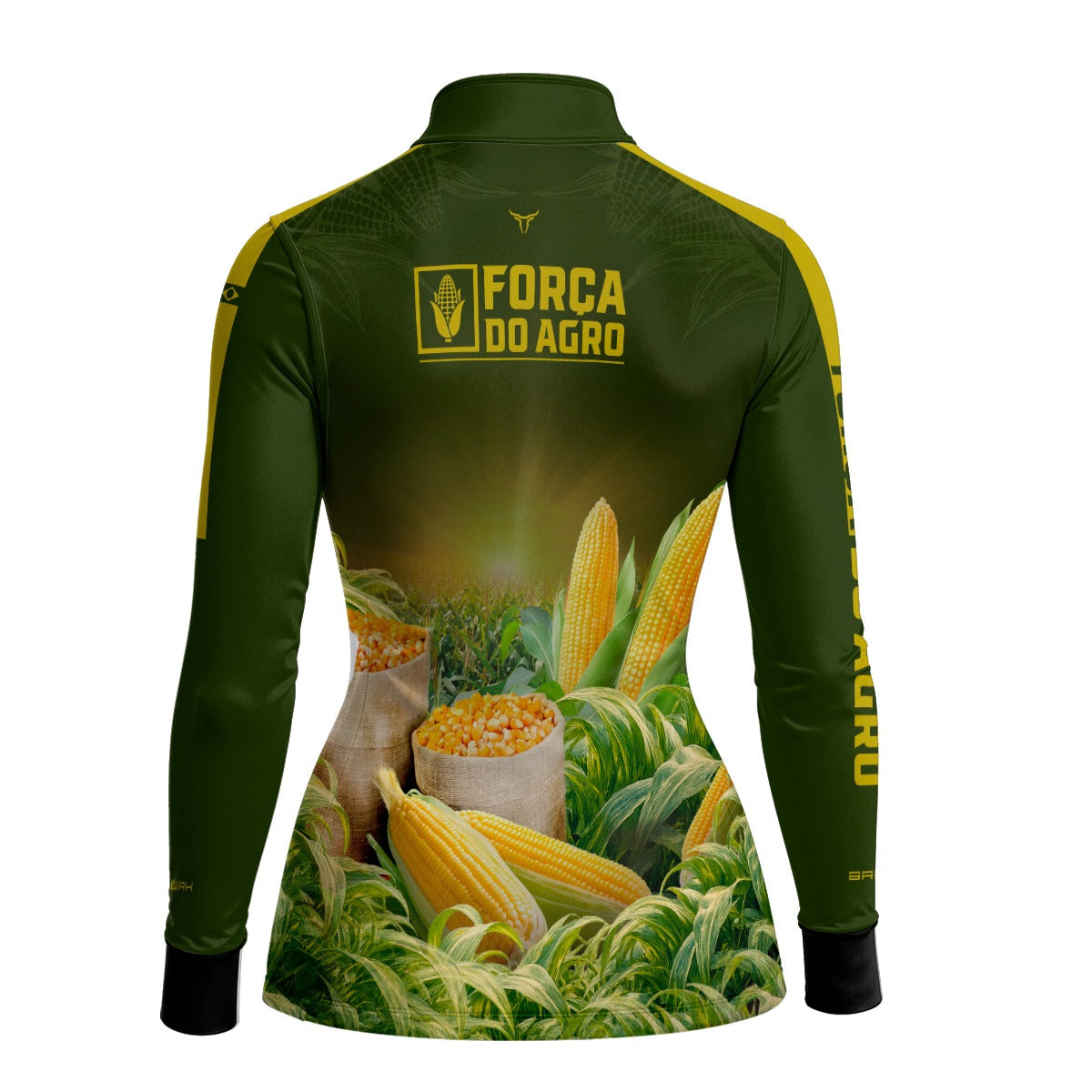 Camisa Agro Feminina BRK Força do Agro Colheita de Milho com Proteção UV50+ Verde Militar - Brk Agro