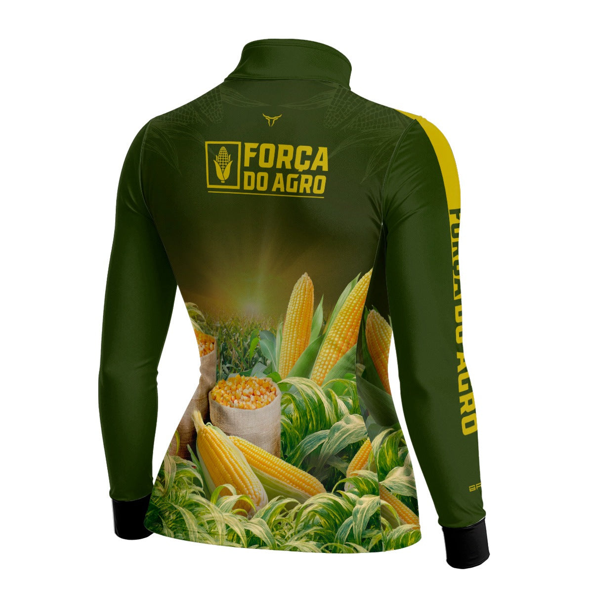 Camisa Agro Feminina BRK Força do Agro Colheita de Milho com Proteção UV50+ Verde Militar - Brk Agro