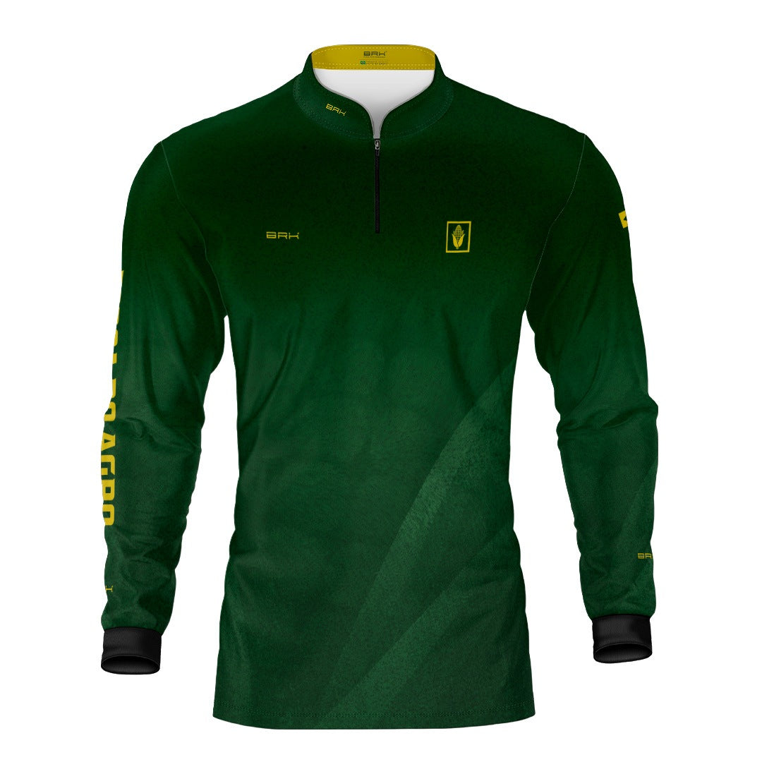 Camisa Agro BRK Força do Agro Milho Verde com Proteção UV50+ Verde Bandeira - Brk Agro