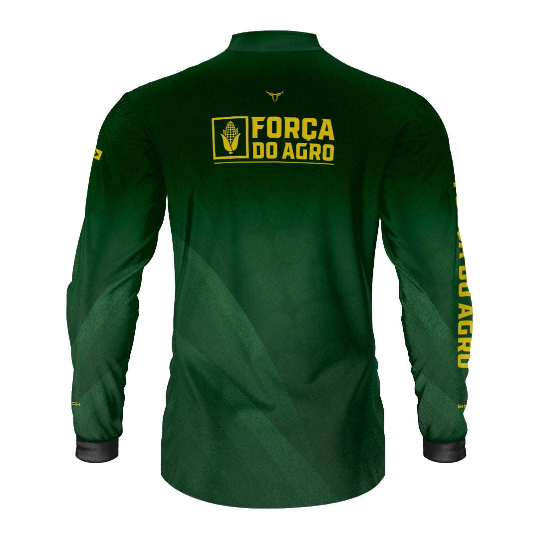 Camisa Agro BRK Força do Agro Milho Verde com Proteção UV50+ Verde Bandeira - Brk Agro