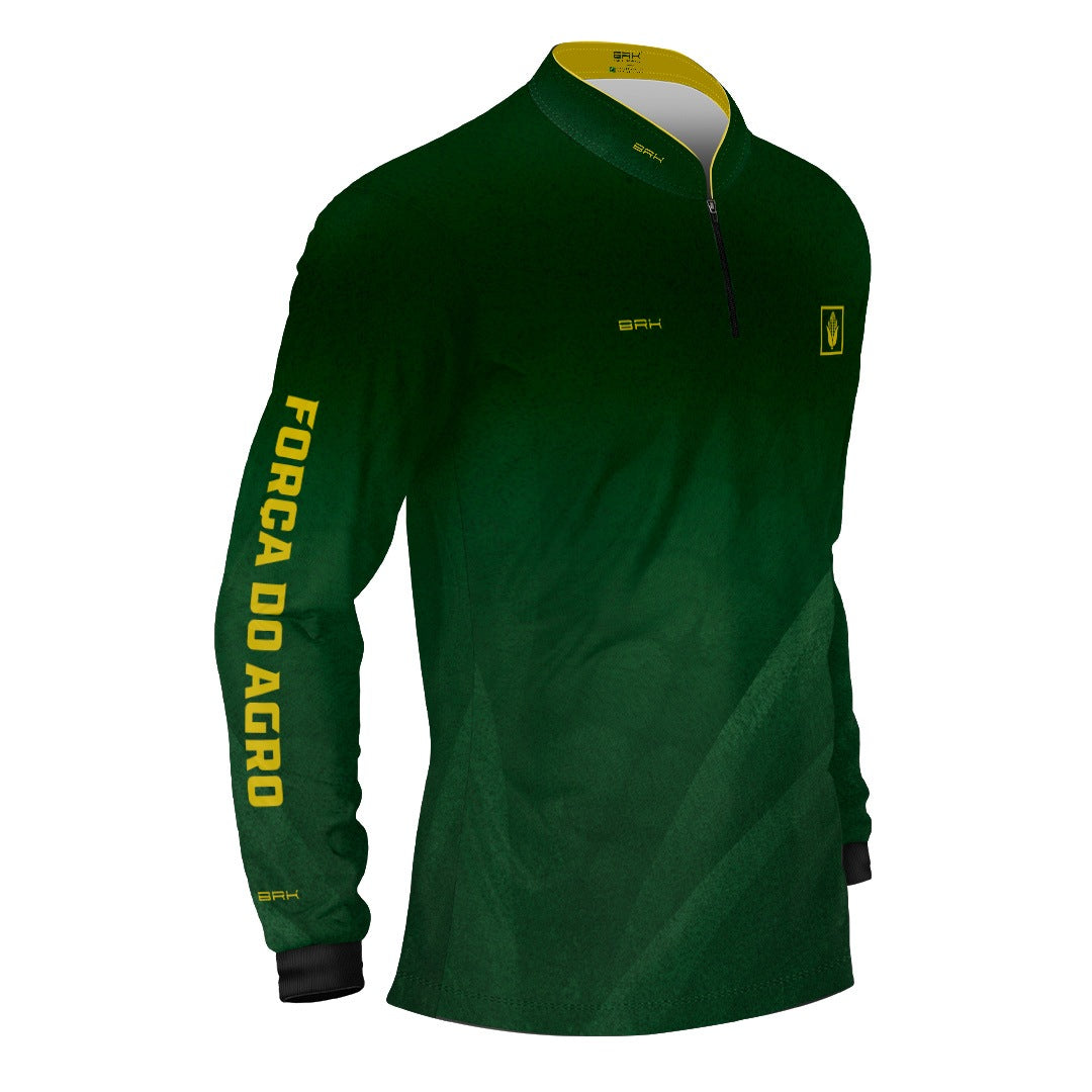 Camisa Agro BRK Força do Agro Milho Verde com Proteção UV50+ Verde Bandeira - Brk Agro