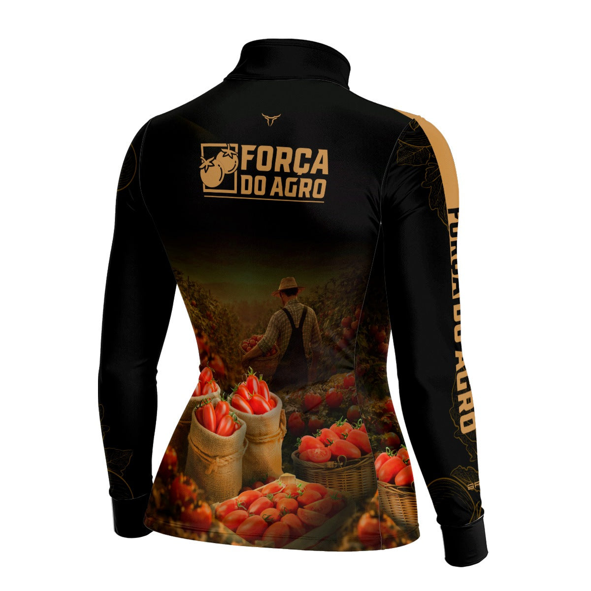 Camisa Agro Feminina BRK Força do Agro Colheita de Tomate com Proteção UV50+ Preto - Brk Agro