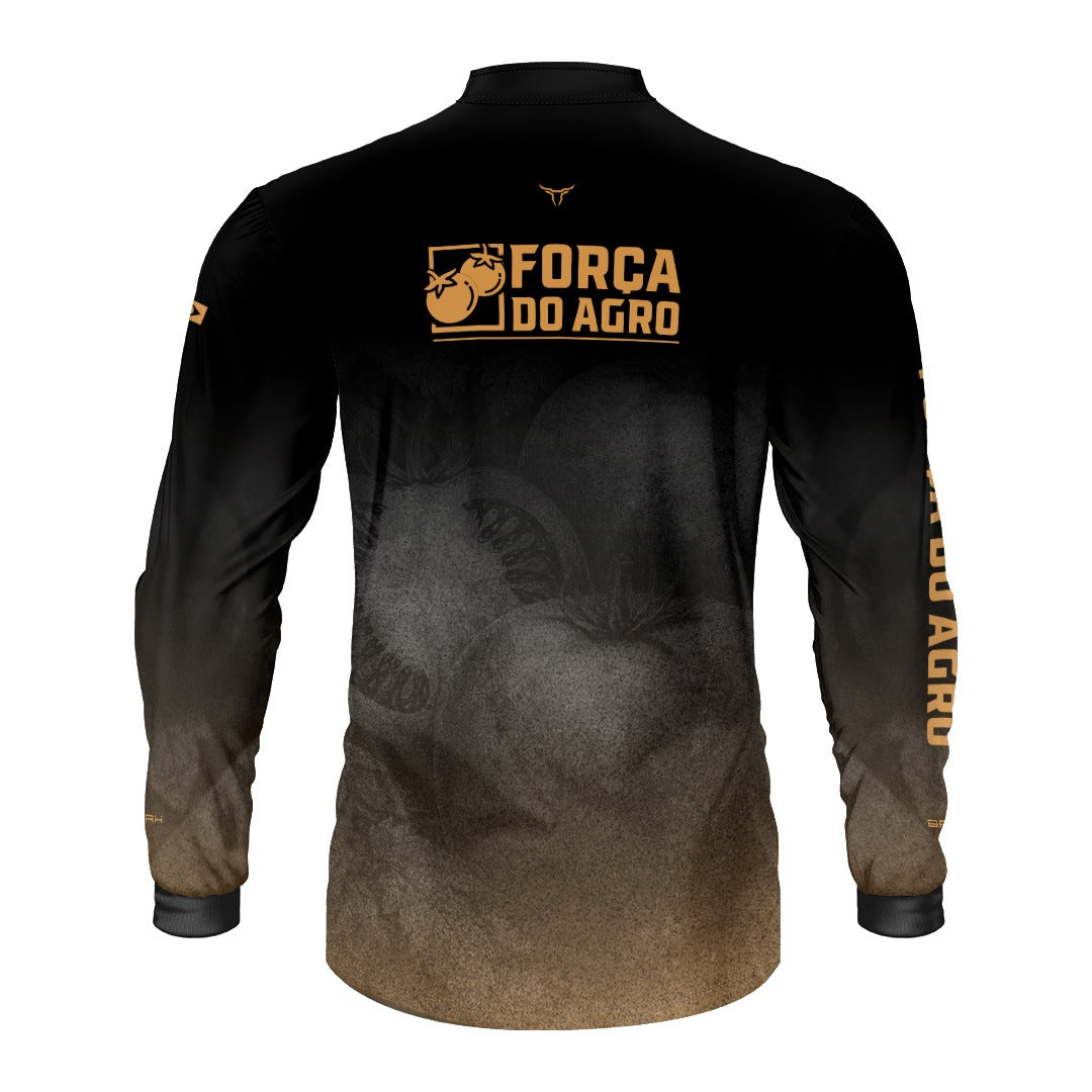 Camisa Agro BRK Força do Agro Tomate Sombreado com Proteção UV50+ Preto - Brk Agro