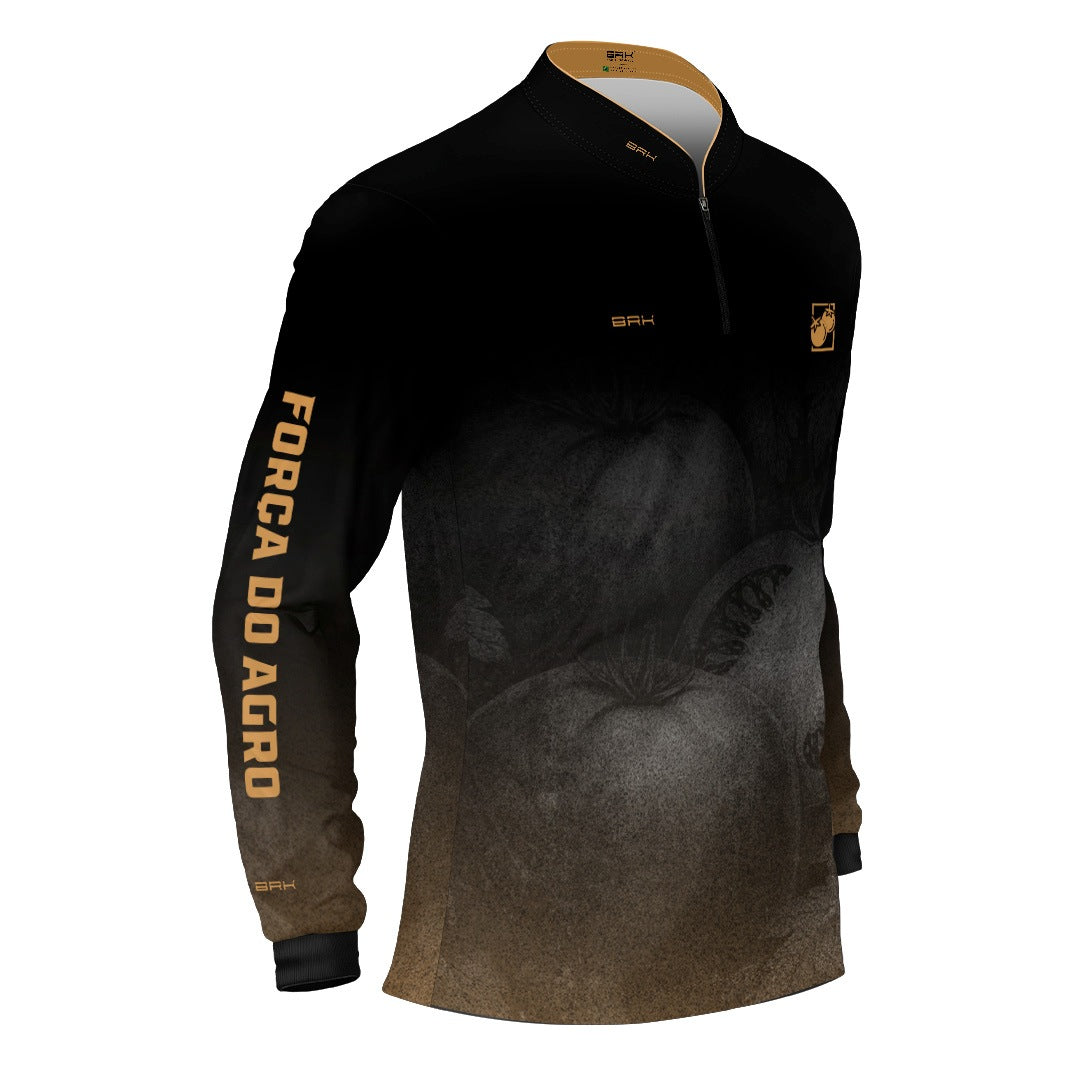 Camisa Agro BRK Força do Agro Tomate Sombreado com Proteção UV50+ Preto - Brk Agro