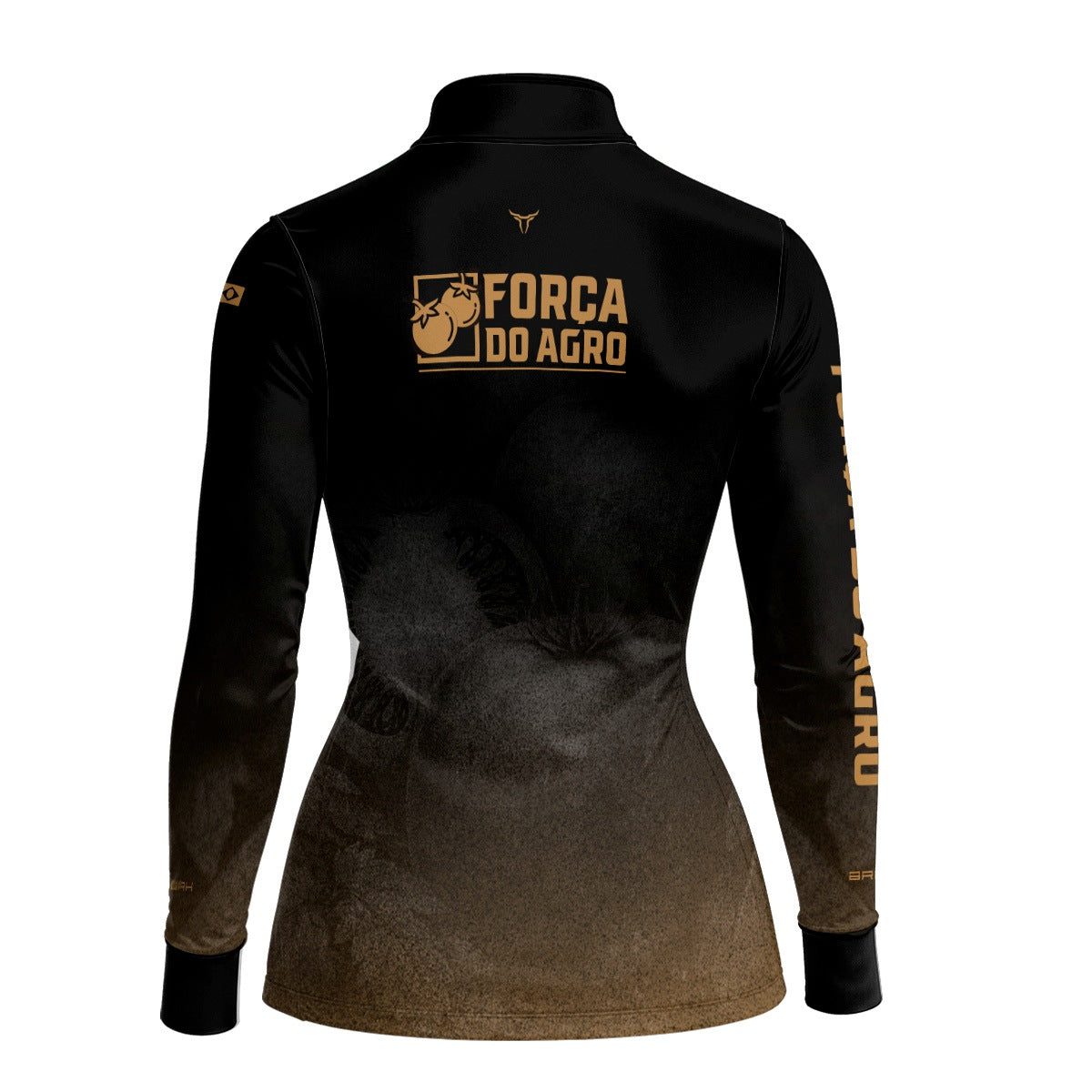 Camisa Agro Feminina BRK Força do Agro Tomate Sombreado com Proteção UV50+ Preto - Brk Agro