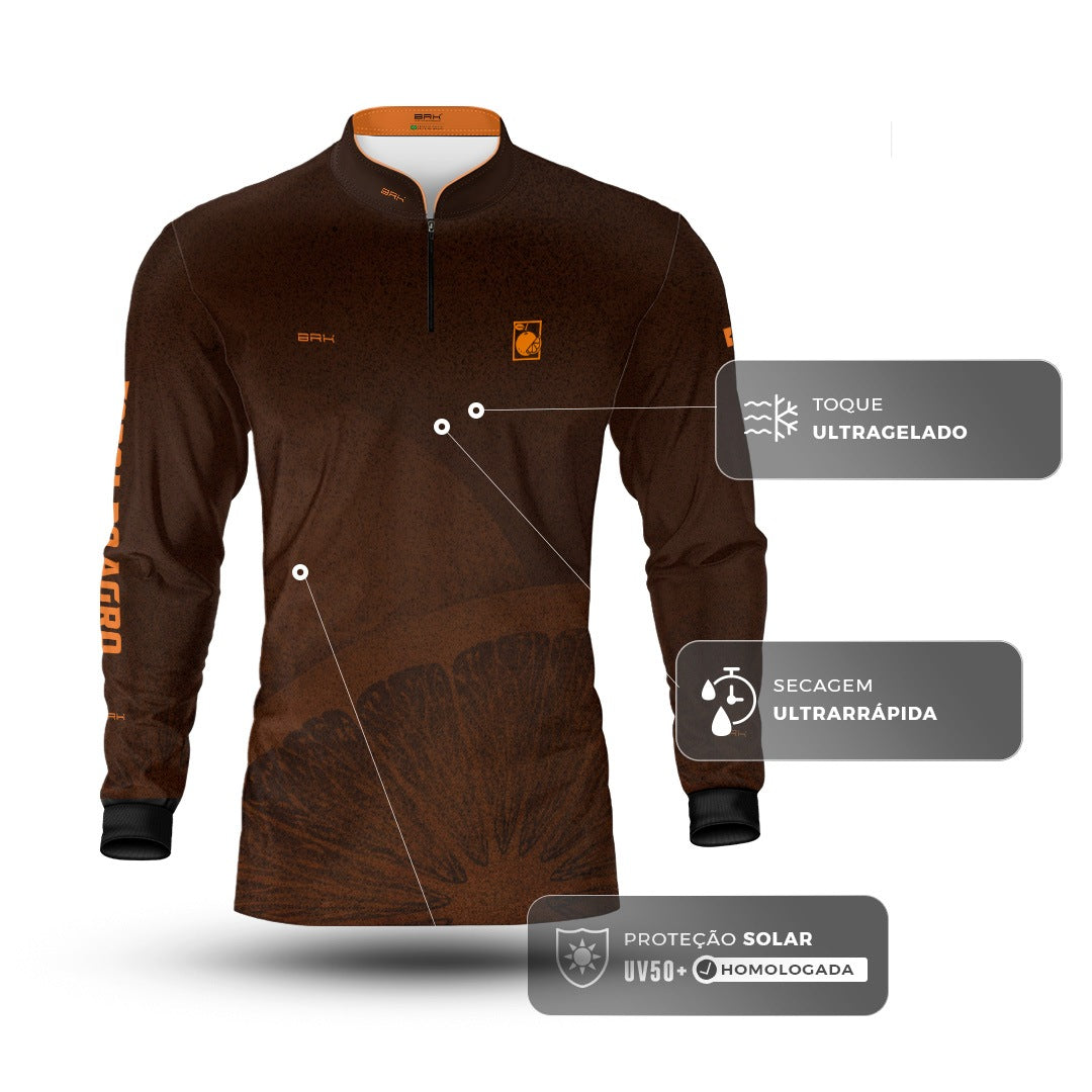 Camisa Agro BRK Força do Agro Citrus com Proteção UV50+ Marrom - Brk Agro