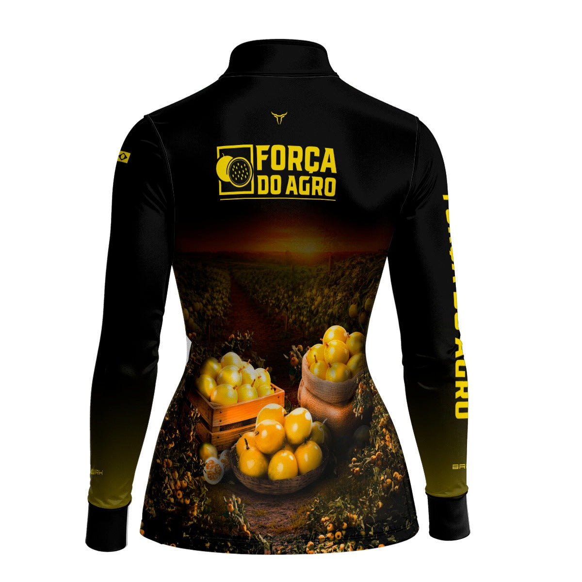 Camisa Agro Feminina BRK Força do Agro Maracujá com Proteção UV50+ Preto - Brk Agro