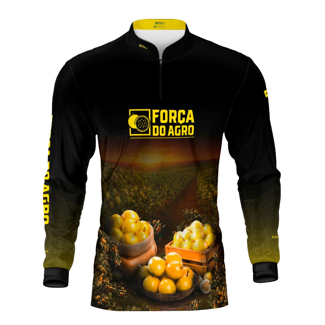 Camisa Agro BRK Força do Agro Maracujá com Proteção UV50+ Preto - Brk Agro