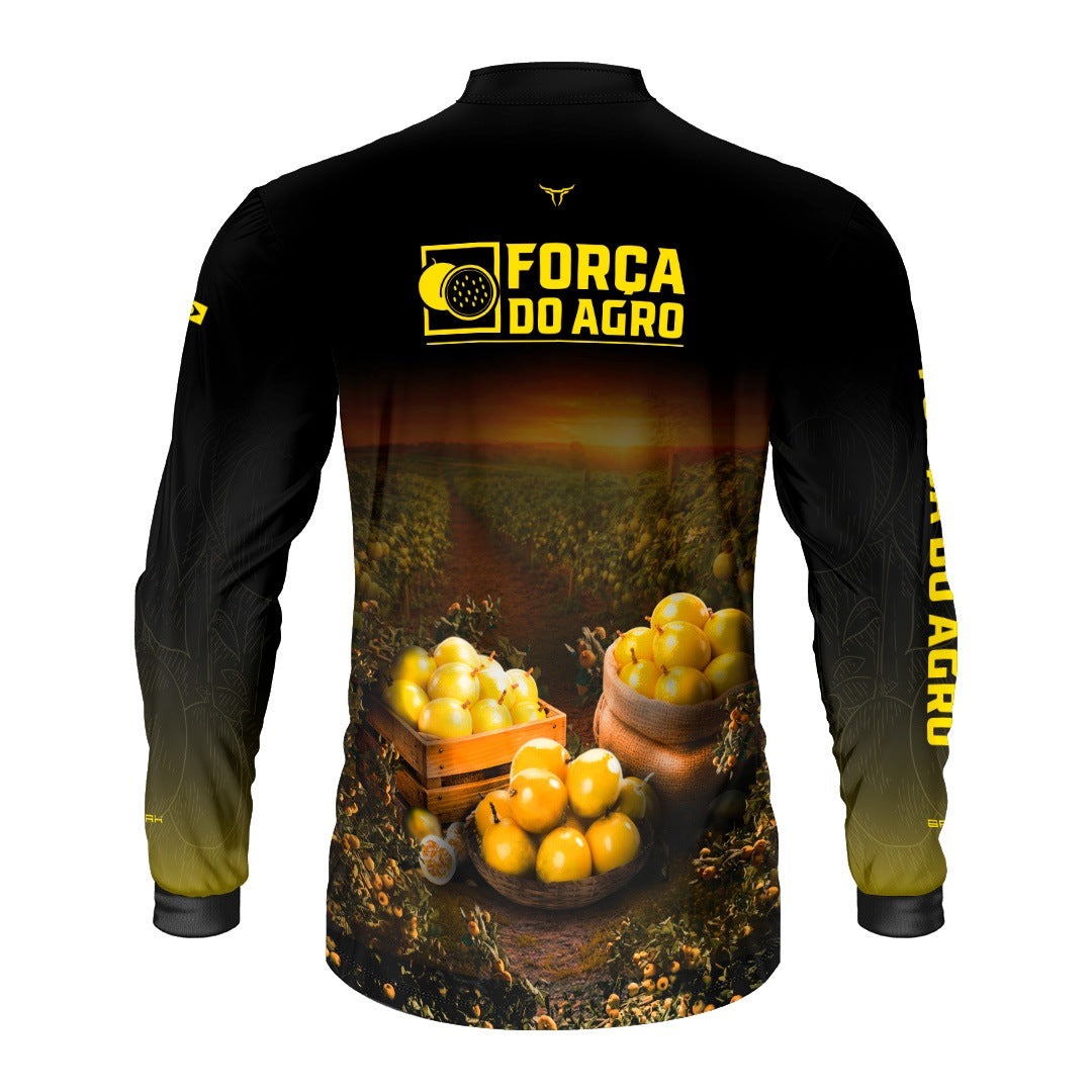Camisa Agro BRK Força do Agro Maracujá com Proteção UV50+ Preto - Brk Agro
