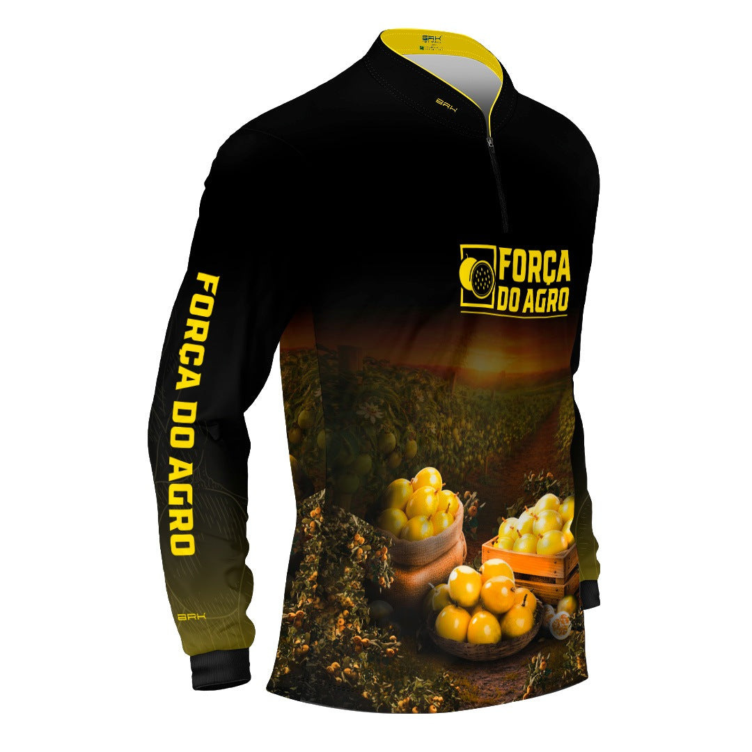 Camisa Agro BRK Força do Agro Maracujá com Proteção UV50+ Preto - Brk Agro