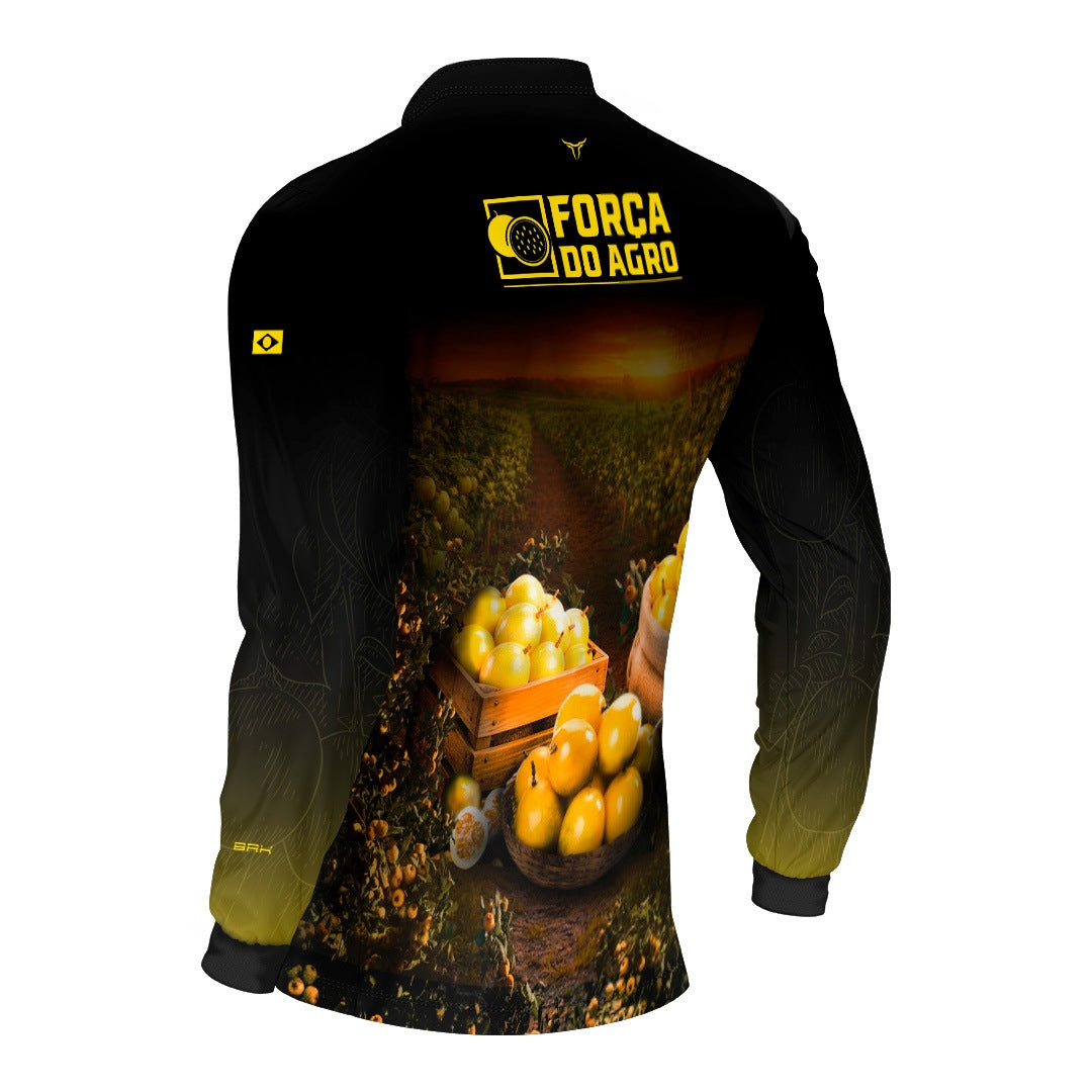 Camisa Agro BRK Força do Agro Maracujá com Proteção UV50+ Preto - Brk Agro