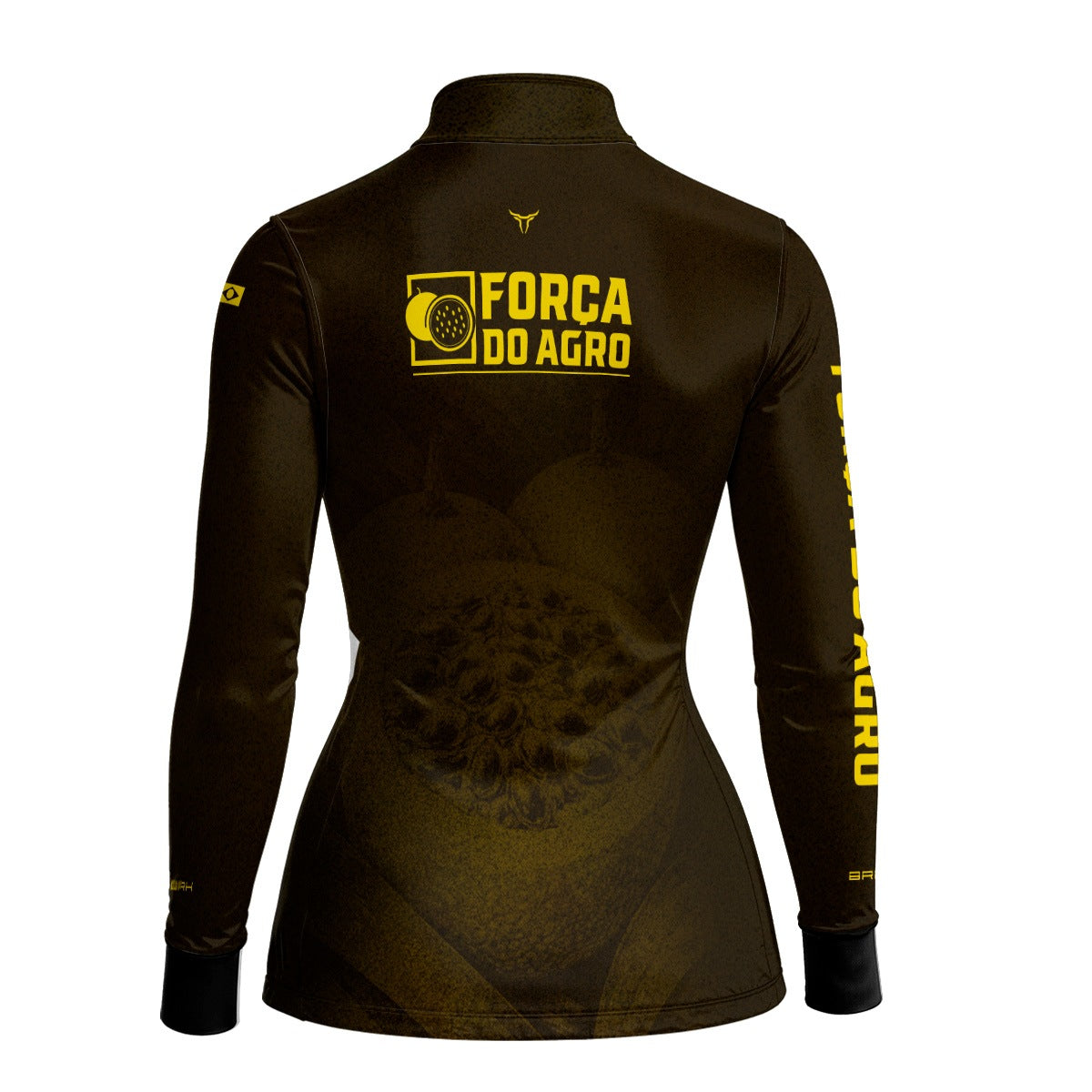 Camisa Agro Feminina BRK Força do Agro Maracujá Sombreado com Proteção UV50+ Marrom - Brk Agro