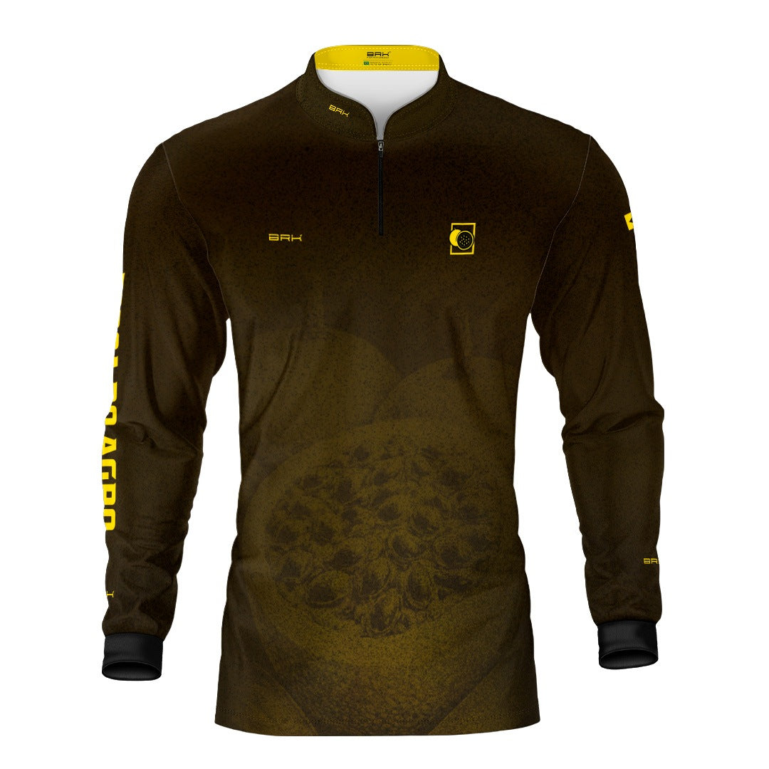Camisa Agro BRK Força do Agro Maracujá Sombreado com Proteção UV50+ Marrom - Brk Agro