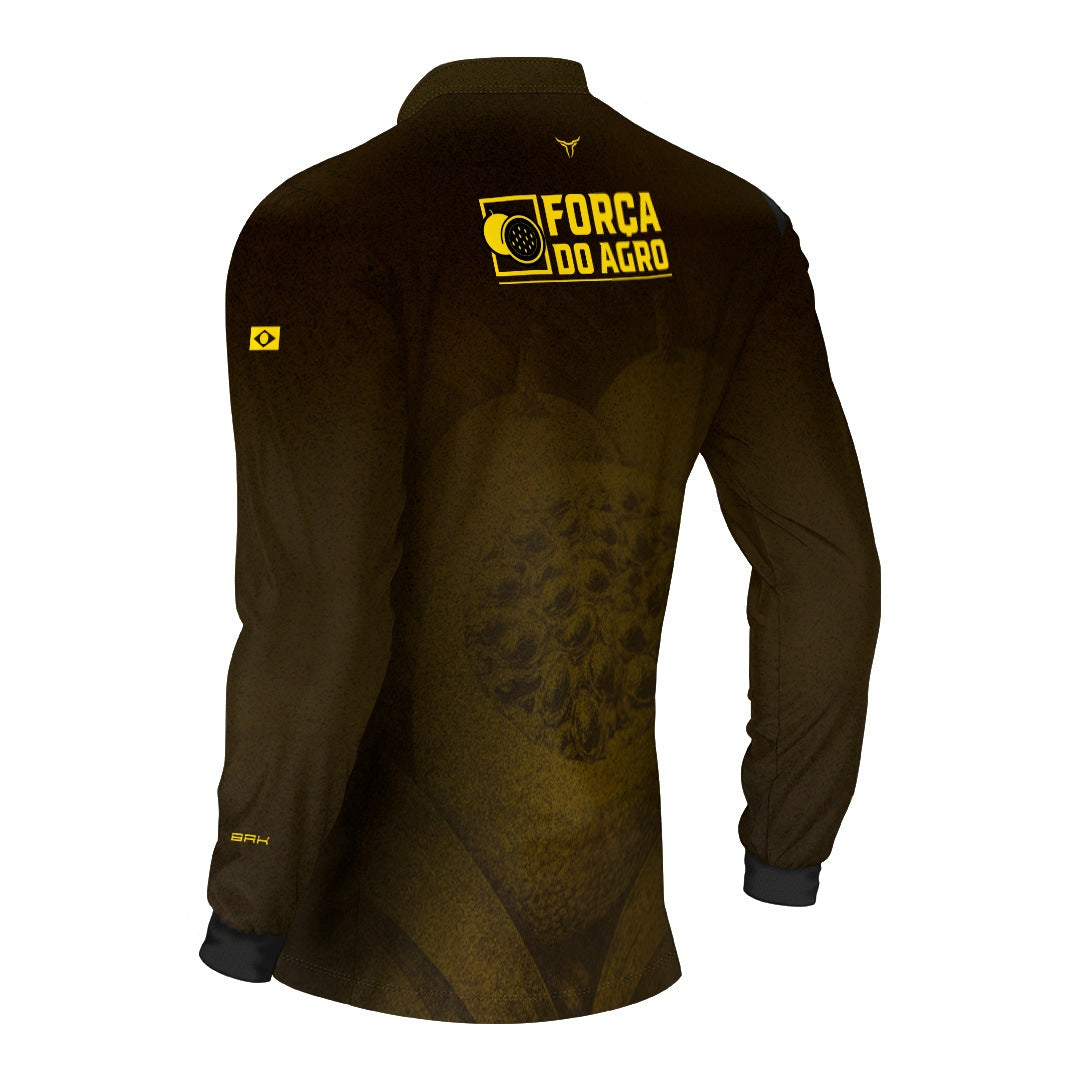 Camisa Agro BRK Força do Agro Maracujá Sombreado com Proteção UV50+ Marrom - Brk Agro