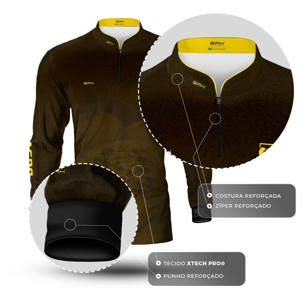 Camisa Agro BRK Força do Agro Maracujá Sombreado com Proteção UV50+ Marrom - Brk Agro