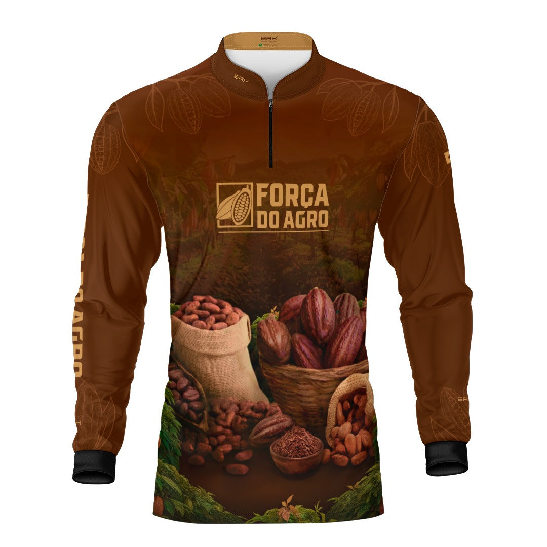 Camisa Agro BRK Força do Agro Cacau com Proteção UV50+ Marrom - Brk Agro
