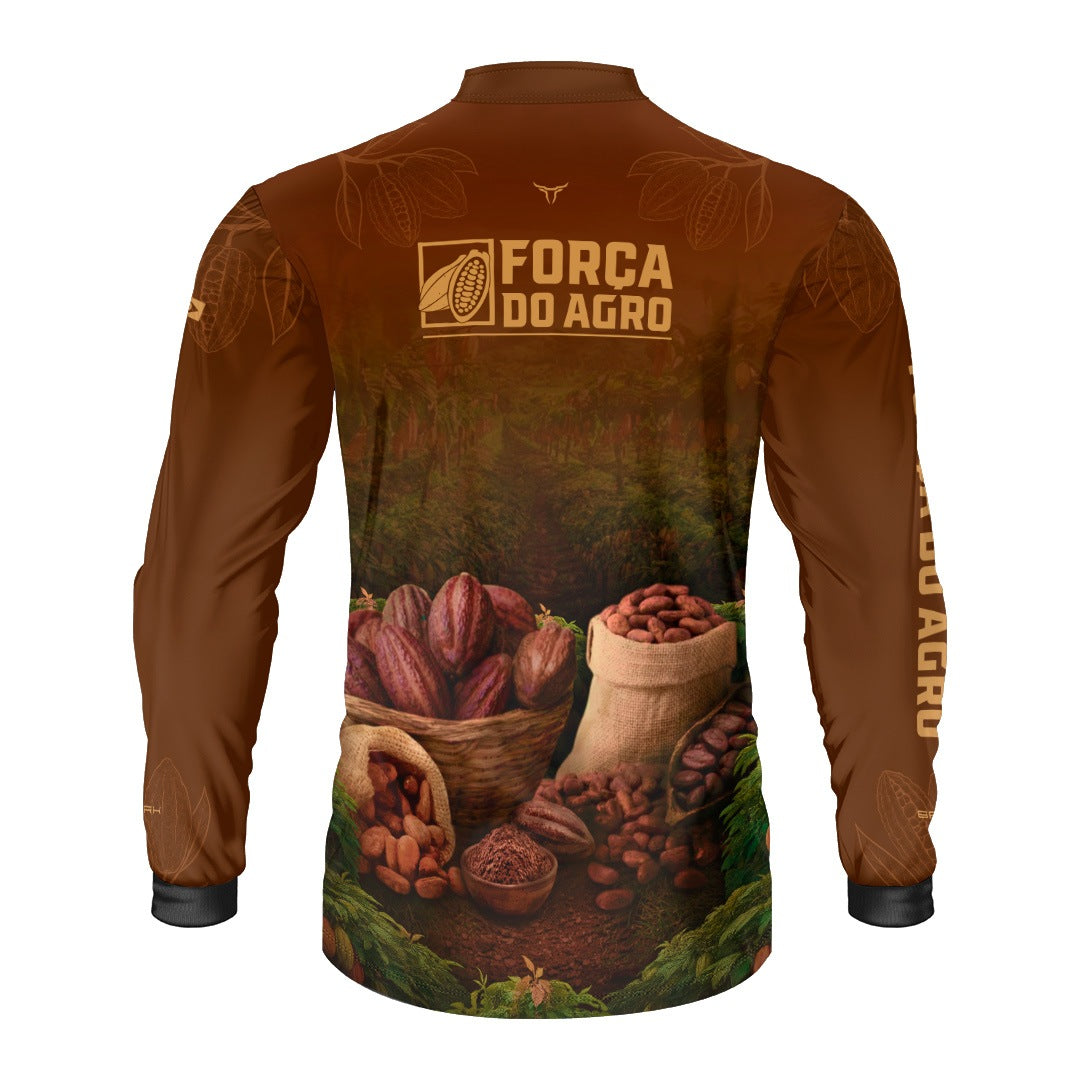 Camisa Agro BRK Força do Agro Cacau com Proteção UV50+ Marrom - Brk Agro