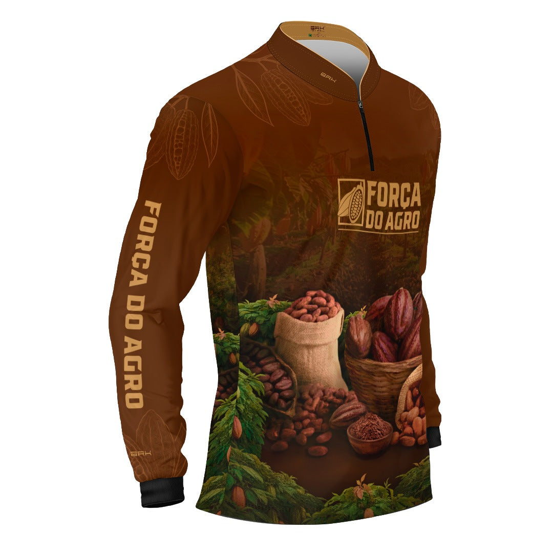 Camisa Agro BRK Força do Agro Cacau com Proteção UV50+ Marrom - Brk Agro