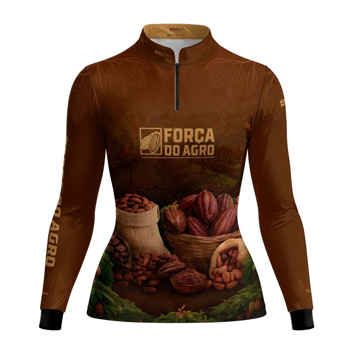 Camisa Agro Feminina BRK Força do Agro Cacau com Proteção UV50+ Marrom - Brk Agro