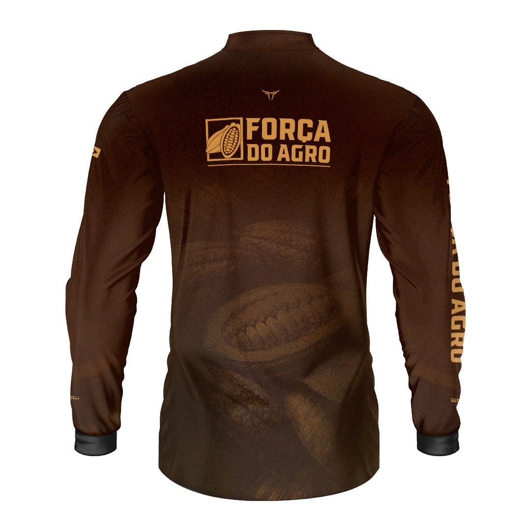 Camisa Agro BRK Força do Agro Cacau Sombreado com Proteção UV50+ Marrom - Brk Agro