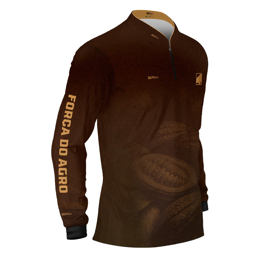 Camisa Agro BRK Força do Agro Cacau Sombreado com Proteção UV50+ Marrom - Brk Agro