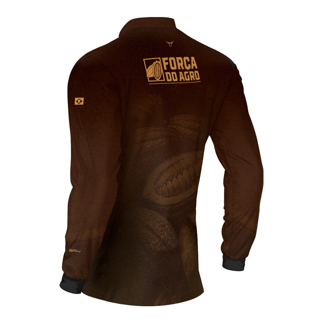 Camisa Agro BRK Força do Agro Cacau Sombreado com Proteção UV50+ Marrom - Brk Agro