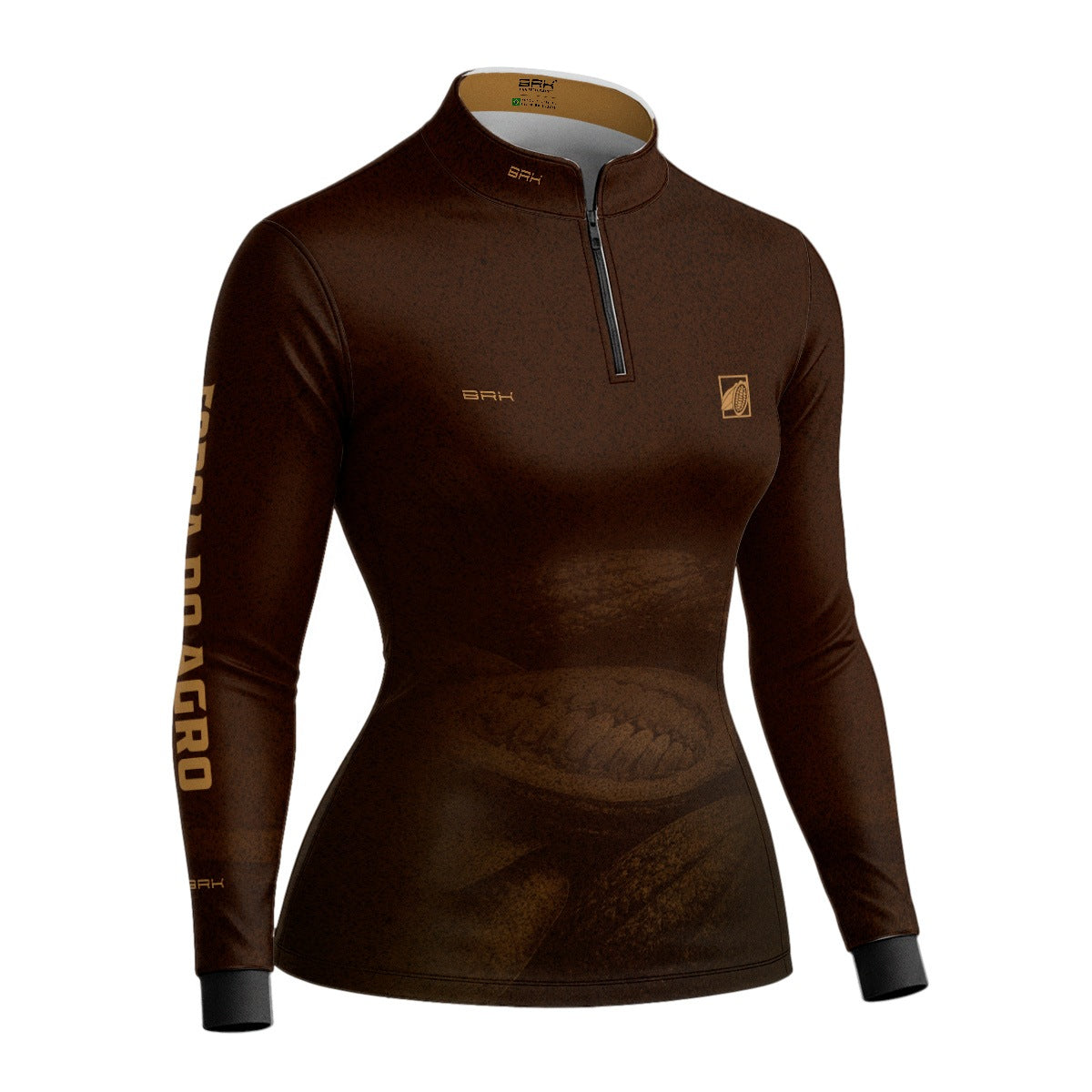 Camisa Agro Feminina BRK Força do Agro Cacau Sombreado com Proteção UV50+ Marrom - Brk Agro