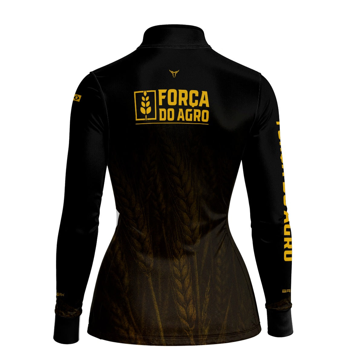 Camisa Agro Feminina BRK Força do Agro Trigo Sombreado com Proteção UV50+ Preta - Brk Agro