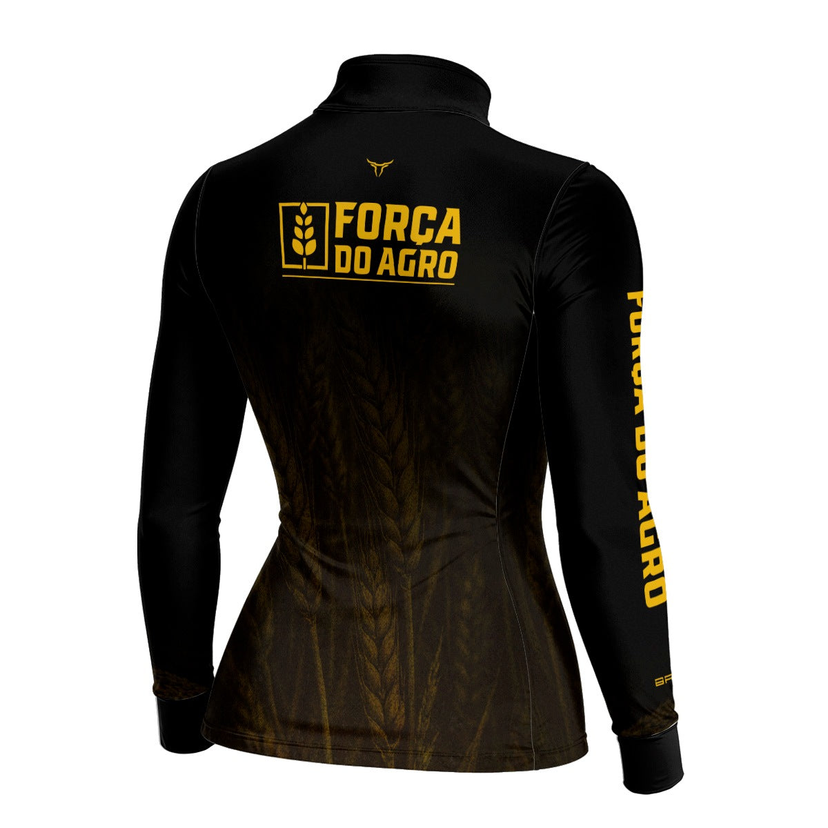 Camisa Agro Feminina BRK Força do Agro Trigo Sombreado com Proteção UV50+ Preta - Brk Agro