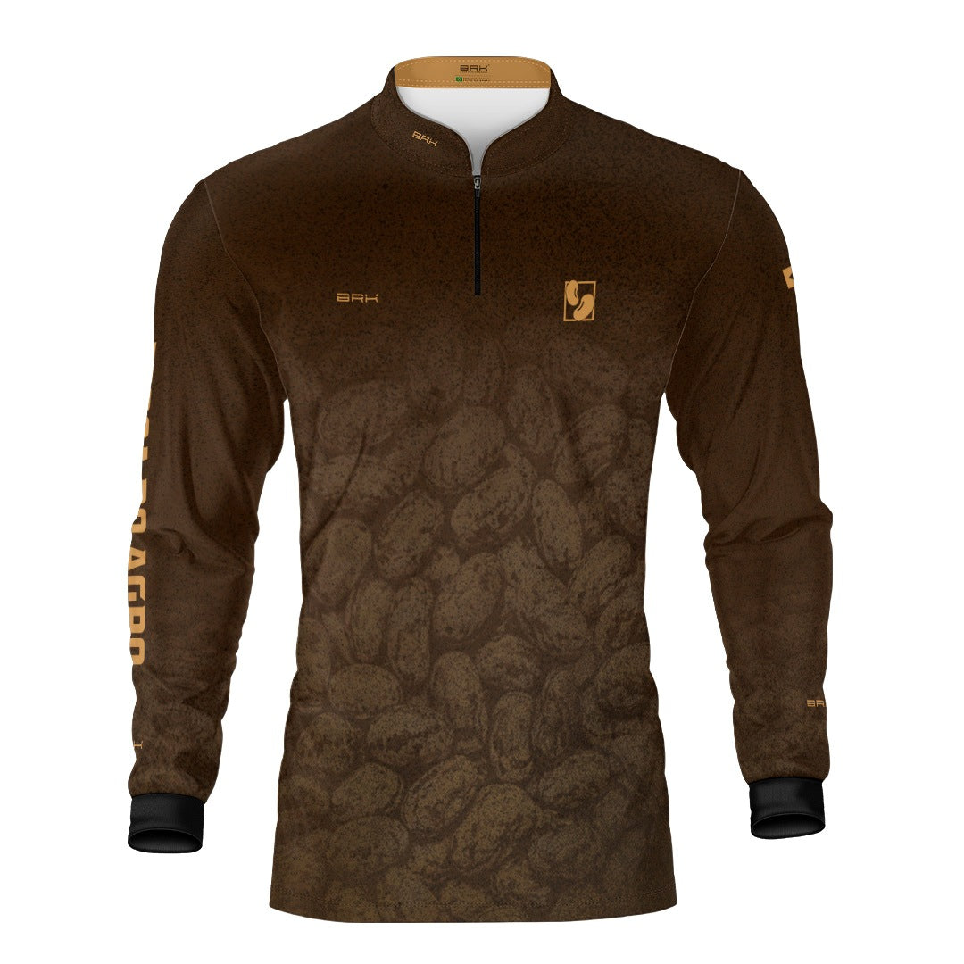 Camisa Agro BRK Força do Agro Feijão Sombreado com Proteção UV50+ Marrom - Brk Agro