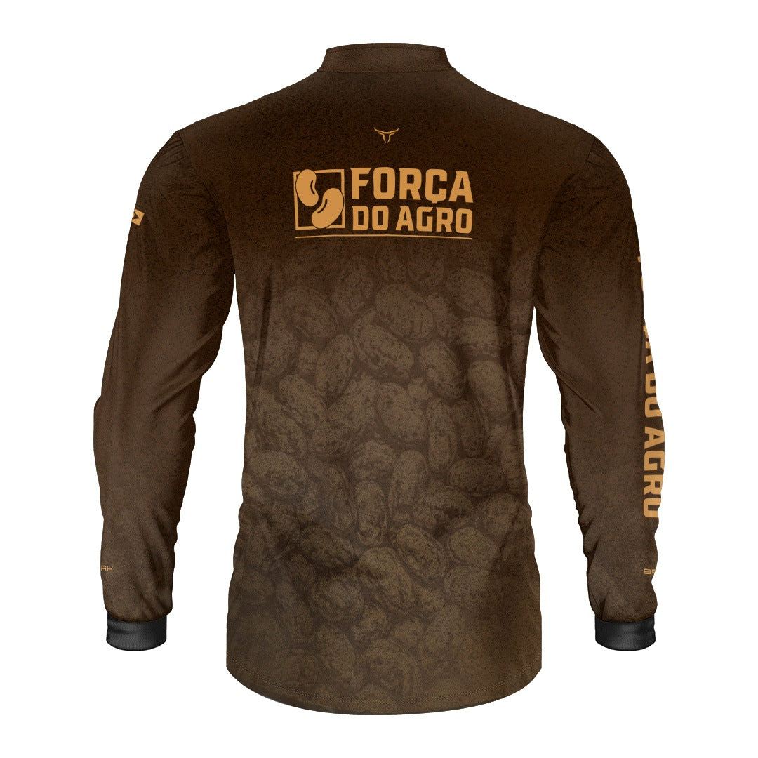 Camisa Agro BRK Força do Agro Feijão Sombreado com Proteção UV50+ Marrom - Brk Agro