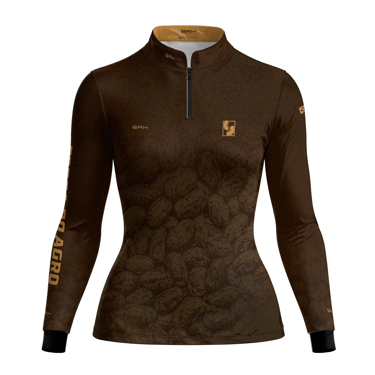 Camisa Agro Feminina BRK Força do Agro Feijão Sombreado com Proteção UV50+ Marrom - Brk Agro