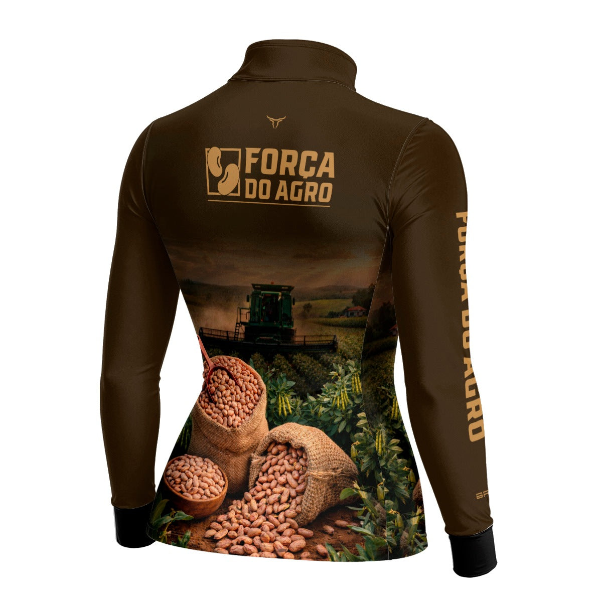 Camisa Agro Feminina BRK Força do Agro Colheita de Feijão com Proteção UV50+ Marrom - Brk Agro