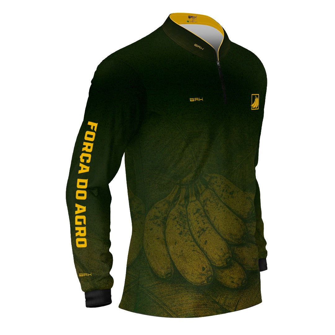 Camisa Agro BRK Força do Agro Banana Sombreada com Proteção UV50+ Verde - Brk Agro