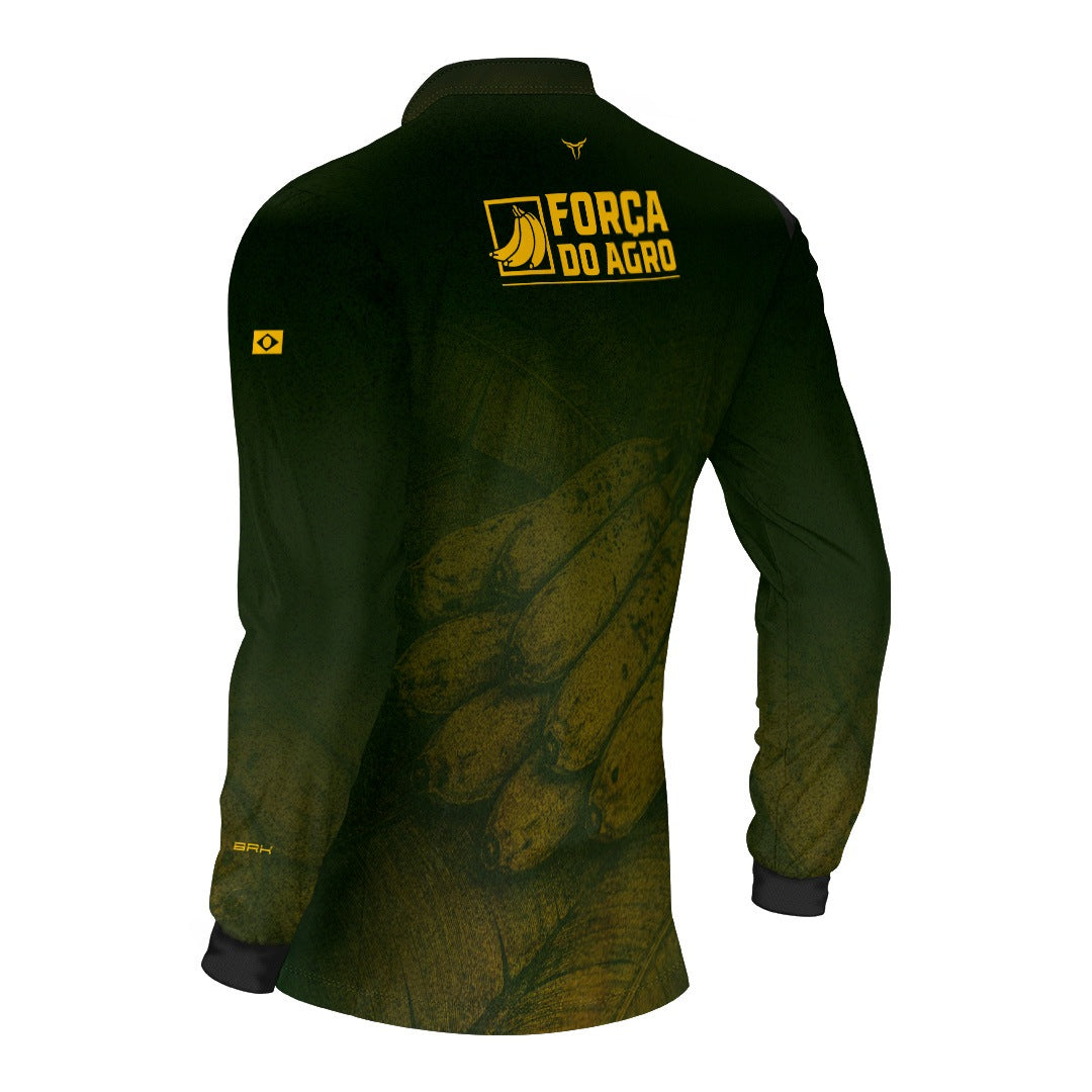Camisa Agro BRK Força do Agro Banana Sombreada com Proteção UV50+ Verde - Brk Agro