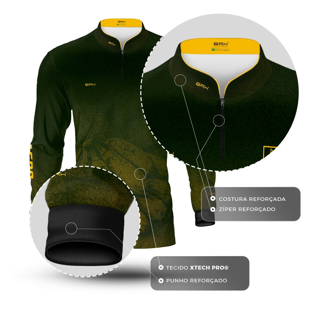 Camisa Agro BRK Força do Agro Banana Sombreada com Proteção UV50+ Verde - Brk Agro