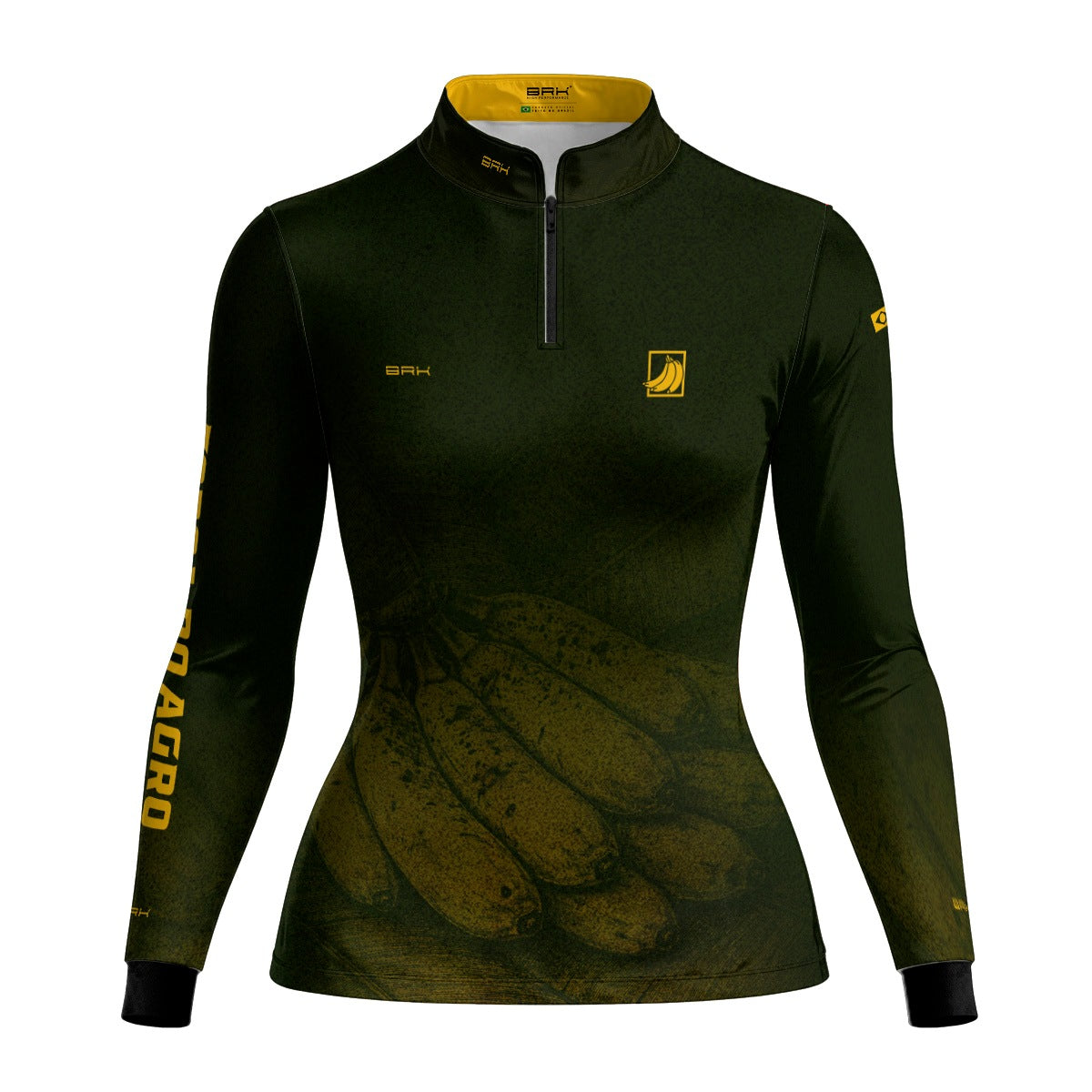 Camisa Agro Feminina BRK Força do Agro Banana Sombreada com Proteção UV50+ Verde - Brk Agro