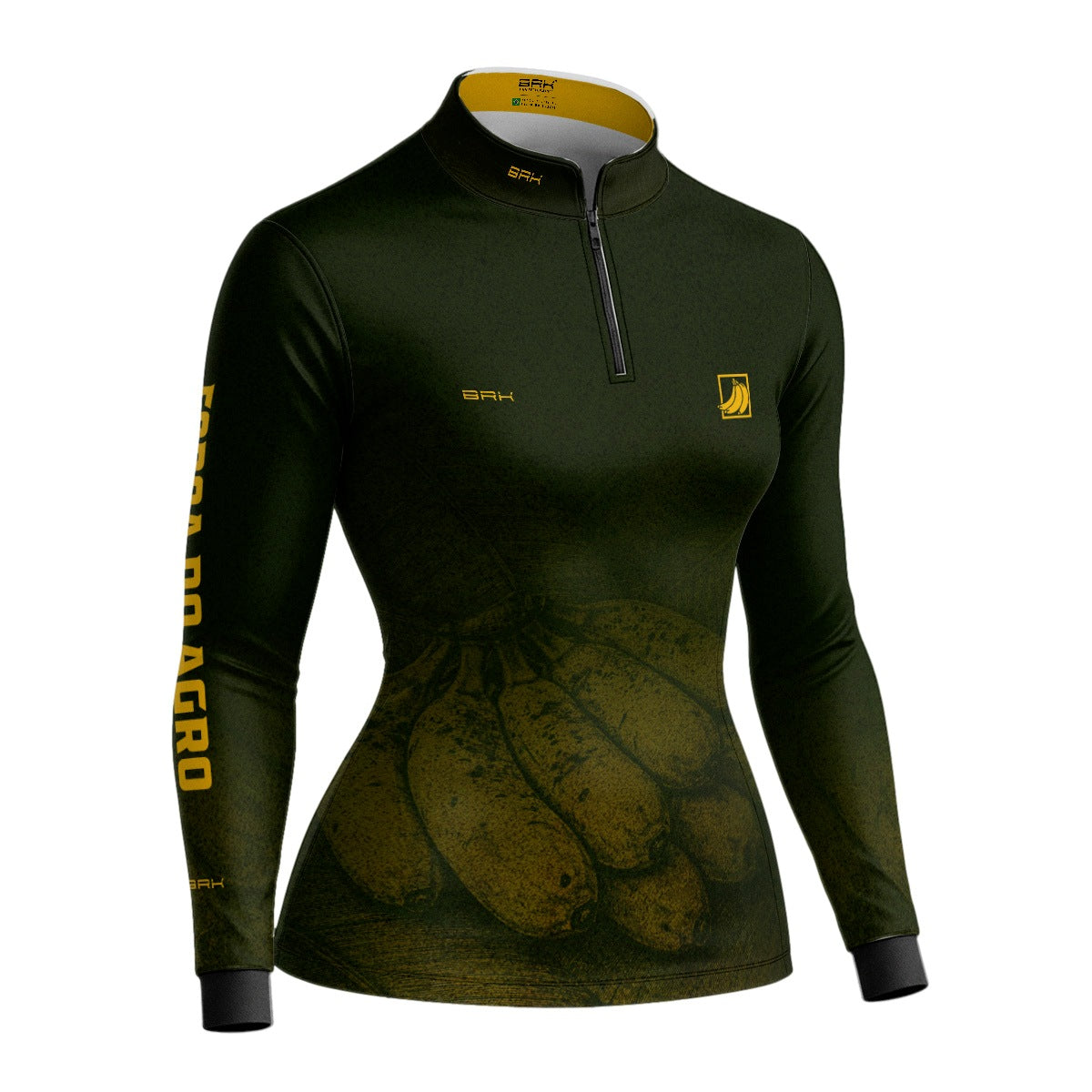 Camisa Agro Feminina BRK Força do Agro Banana Sombreada com Proteção UV50+ Verde - Brk Agro