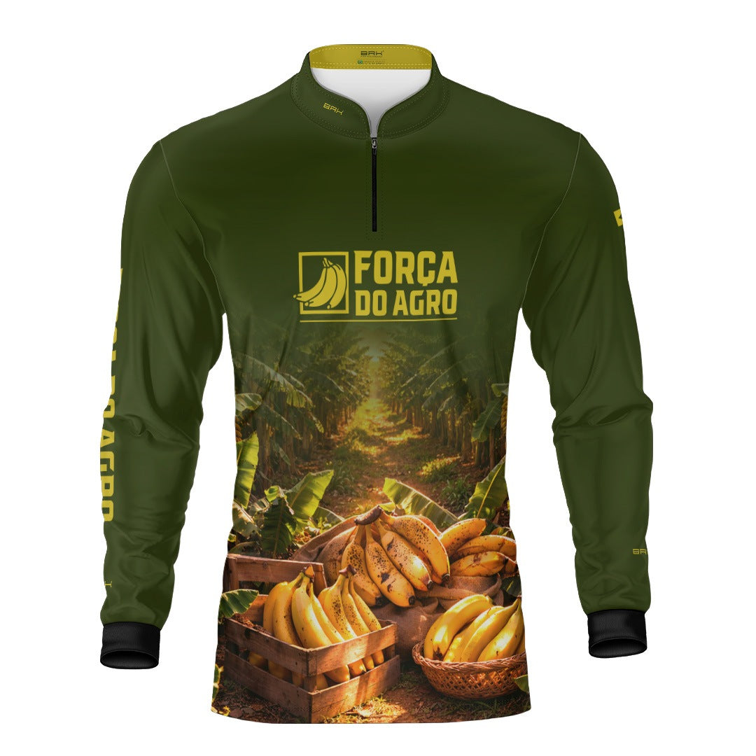 Camisa Agro BRK Força do Agro Colheita de Banana com Proteção UV50+ Verde - Brk Agro