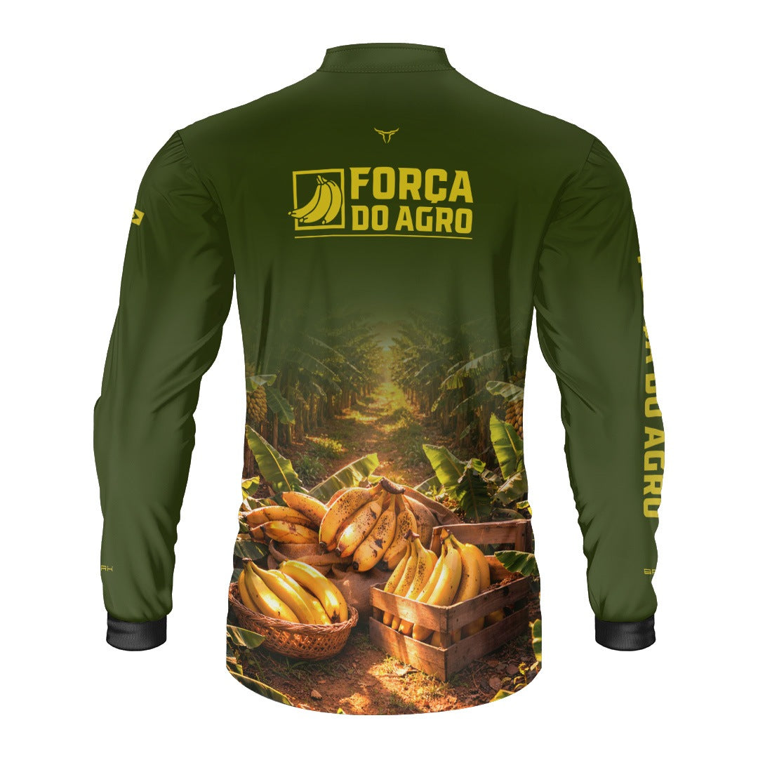 Camisa Agro BRK Força do Agro Colheita de Banana com Proteção UV50+ Verde - Brk Agro