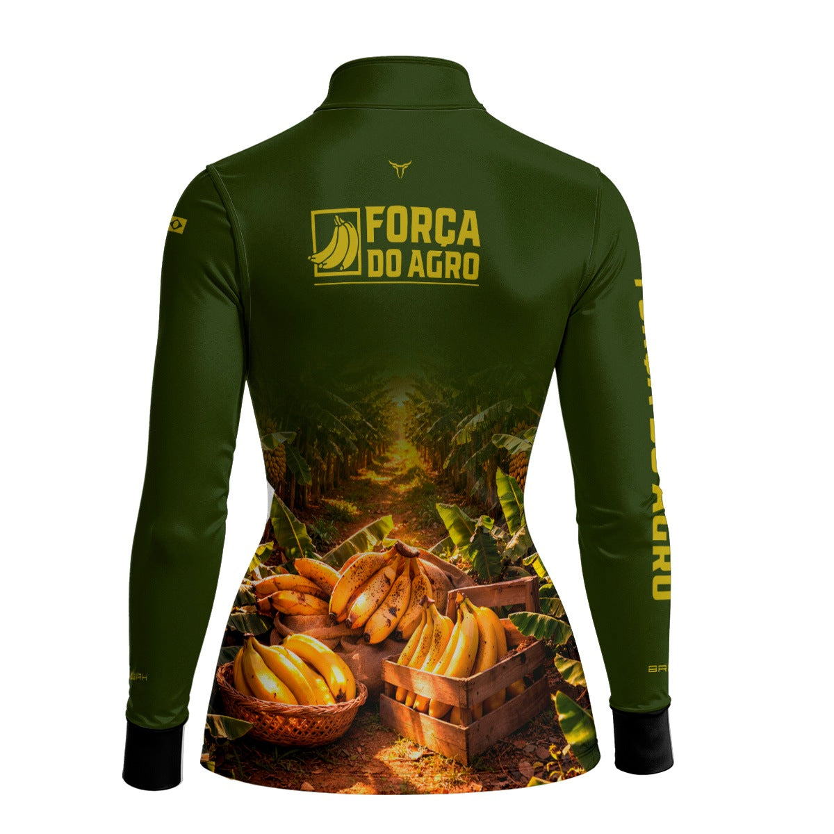 Camisa Agro Feminina BRK Força do Agro Colheita de Banana com Proteção UV50+ Verde - Brk Agro