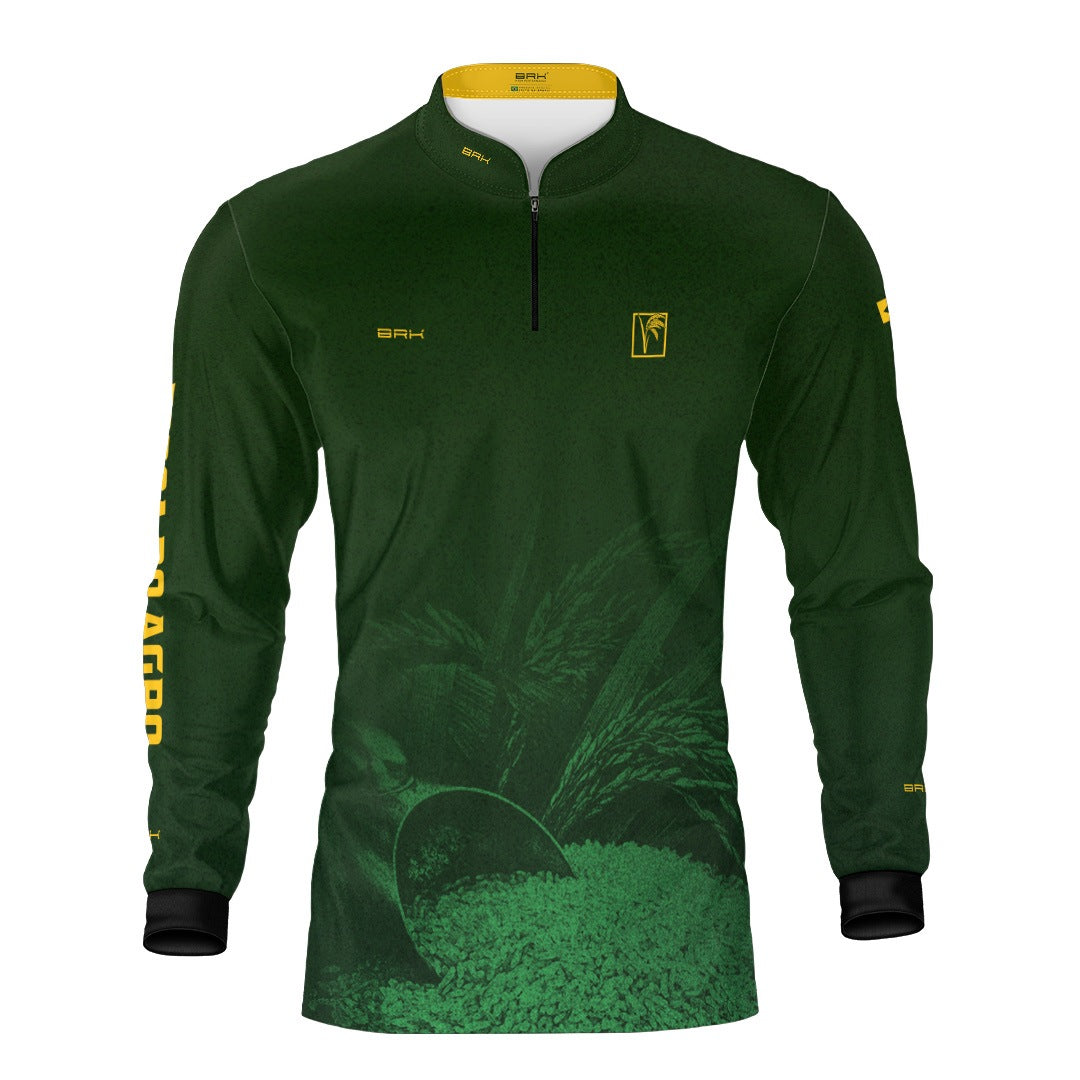 Camisa Agro BRK Força do Agro Arroz Sombreado com Proteção UV50+ Verde Bandeira - Brk Agro