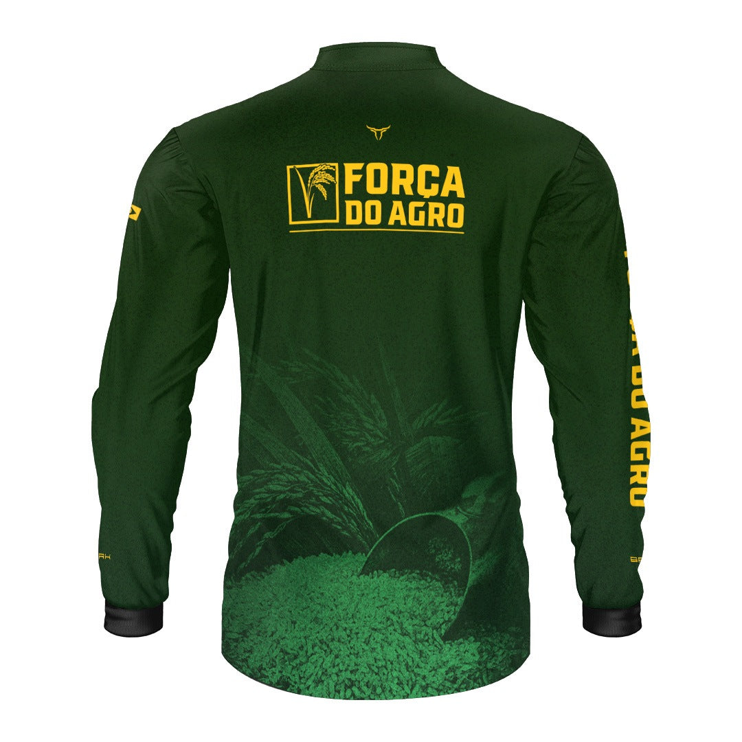 Camisa Agro BRK Força do Agro Arroz Sombreado com Proteção UV50+ Verde Bandeira - Brk Agro