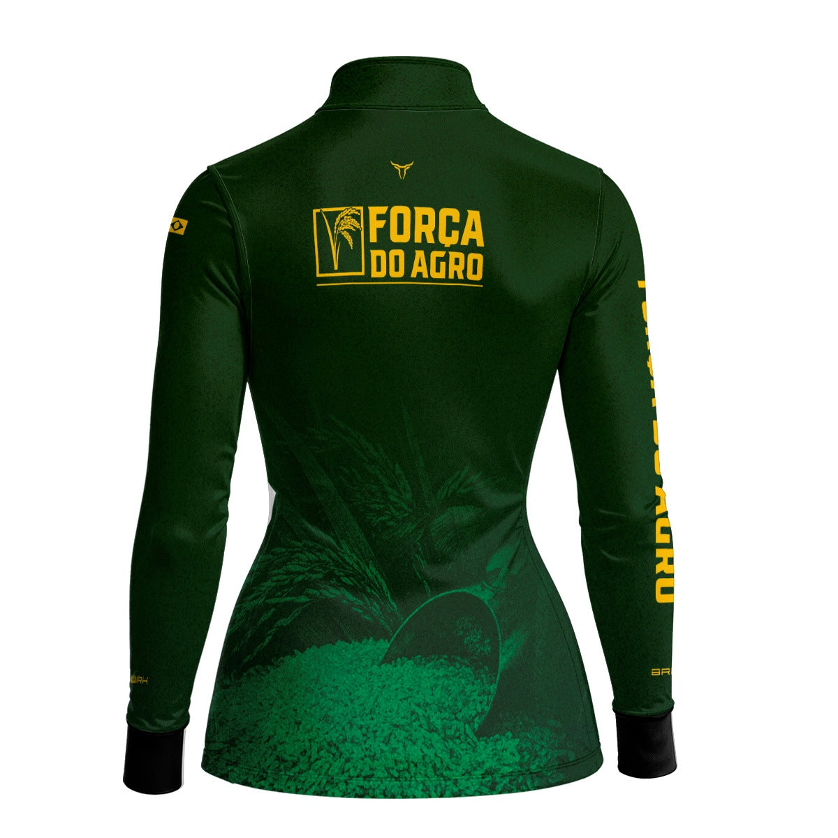 Camisa Agro Feminina BRK Força do Agro Arroz Sombreado com Proteção UV50+ Verde Bandeira - Brk Agro